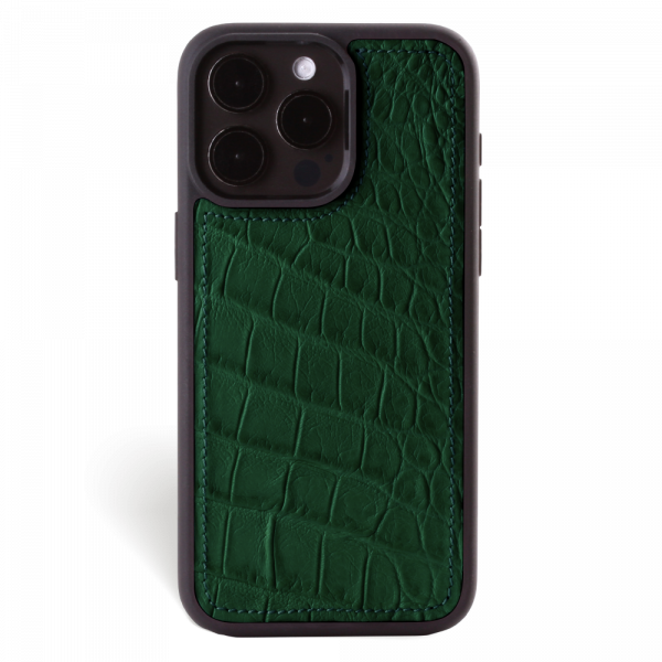 Iphone 15 Pro Max Case   Alligator Leather   Sport Case   Mint Green   No Metalware   Versailles   Front