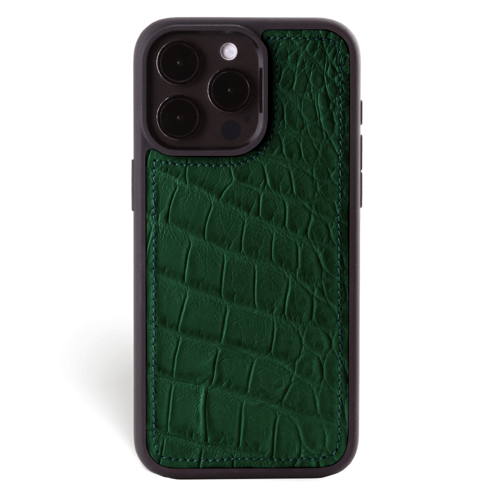 Iphone 15 Pro Max Case   Alligator Leather   Sport Case   Mint Green   No Metalware   Versailles   Front Iphone 15 Pro Max Case   Alligator Leather   Sport Case   Mint Green   No Metalware   Versailles   Front