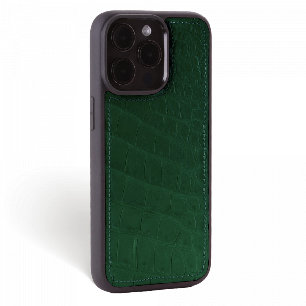 Iphone 15 Pro Max Case   Alligator Leather   Sport Case   Mint Green   No Metalware   Versailles   Tilt