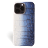 Iphone 15 Pro Max Case   Crocodylus Leather   Premium   Himalaya Navy Blue   Steel Metalware   Versailles   Front