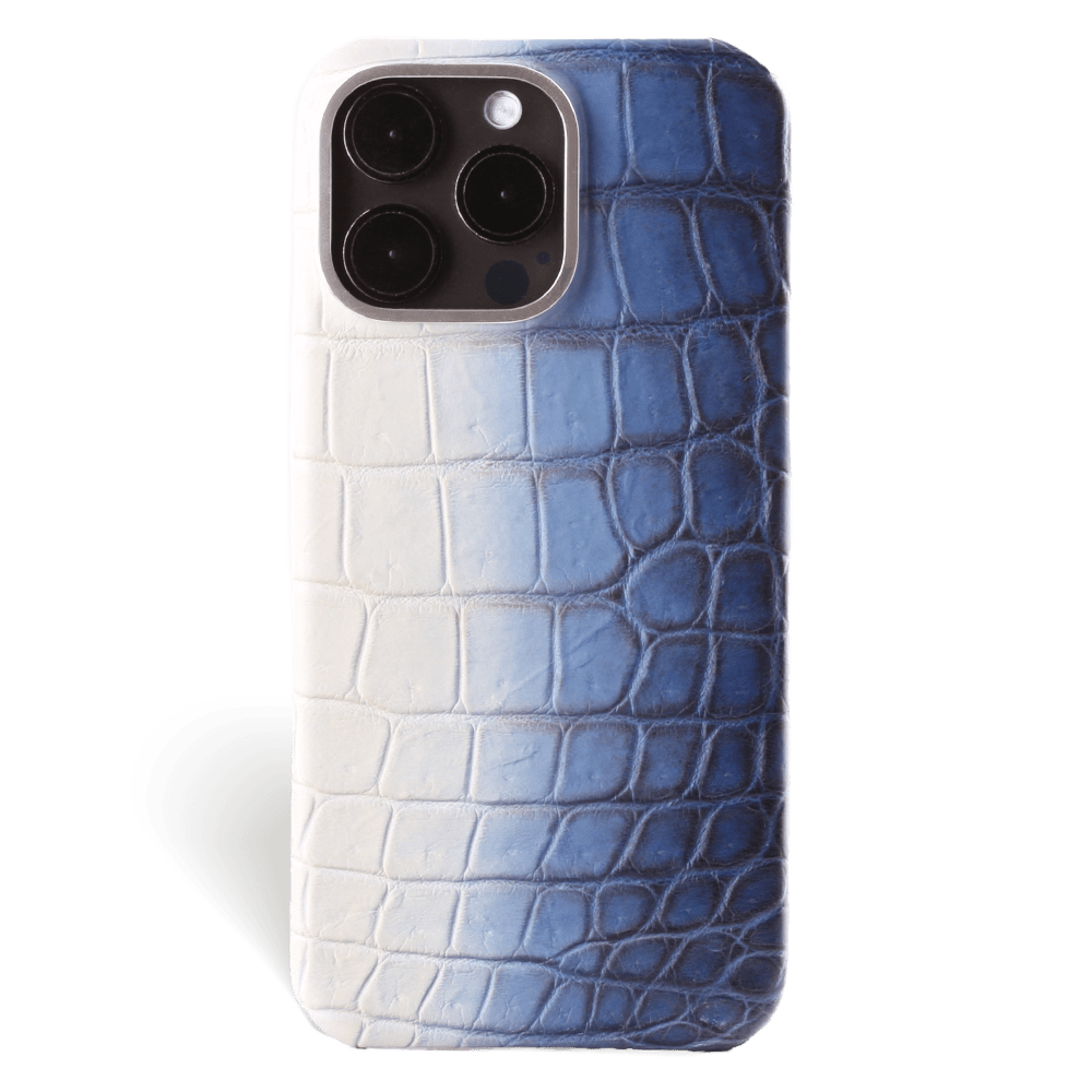 Iphone 15 Pro Max Case   Crocodylus Leather   Premium   Himalaya Navy Blue   Steel Metalware   Versailles   Front Iphone 15 Pro Max Case   Crocodylus Leather   Premium   Himalaya Navy Blue   Steel Metalware   Versailles   Front