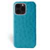 Iphone 15 Pro Max Case   Ostrich Leather   Premium   Turquoise   Steel Metalware   Versailles   Front