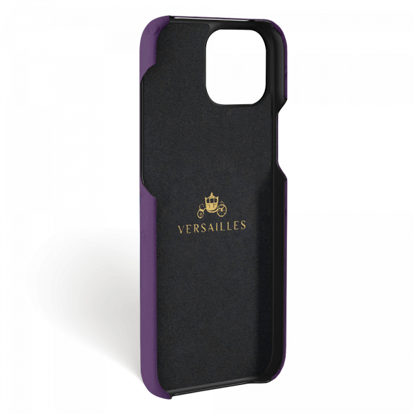 Iphone 15 Pro Max Case   Ostrich Leather   Signature   Purple   No Metalware   Versailles   Inside