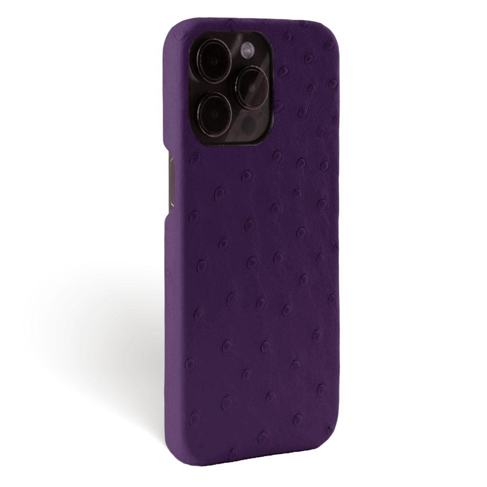 Iphone 15 Pro Max Case   Ostrich Leather   Signature   Purple   No Metalware   Versailles   Tilt Iphone 15 Pro Max Case   Ostrich Leather   Signature   Purple   No Metalware   Versailles   Tilt