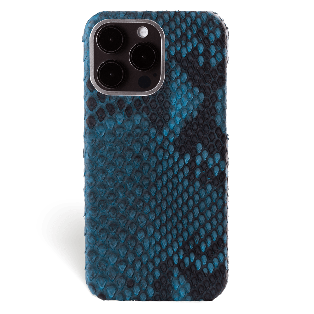 Iphone 15 Pro Max Case   Phyton Leather   Premium   Lagoon Blue   Steel Metalware   Versailles   Front Iphone 15 Pro Max Case   Phyton Leather   Premium   Lagoon Blue   Steel Metalware   Versailles   Front