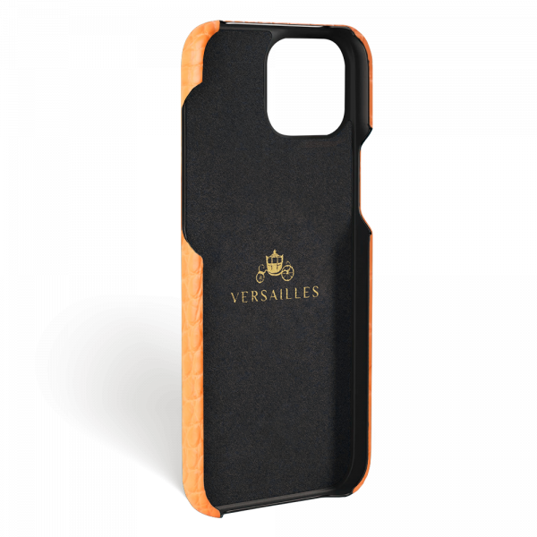 Iphone 15 Pro Max Case   Alligator Leather   Handle   Orange   No Metalware   Versailles   Inside