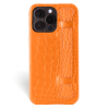 Iphone 15 Pro Max Case   Alligator Leather   Handle Case   Full Color Orange   Versailles   Front