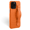 Iphone 15 Pro Max Case   Full Color   Alligator Leather   Handle Case   Full Color   Orange   Versailles   Tilt