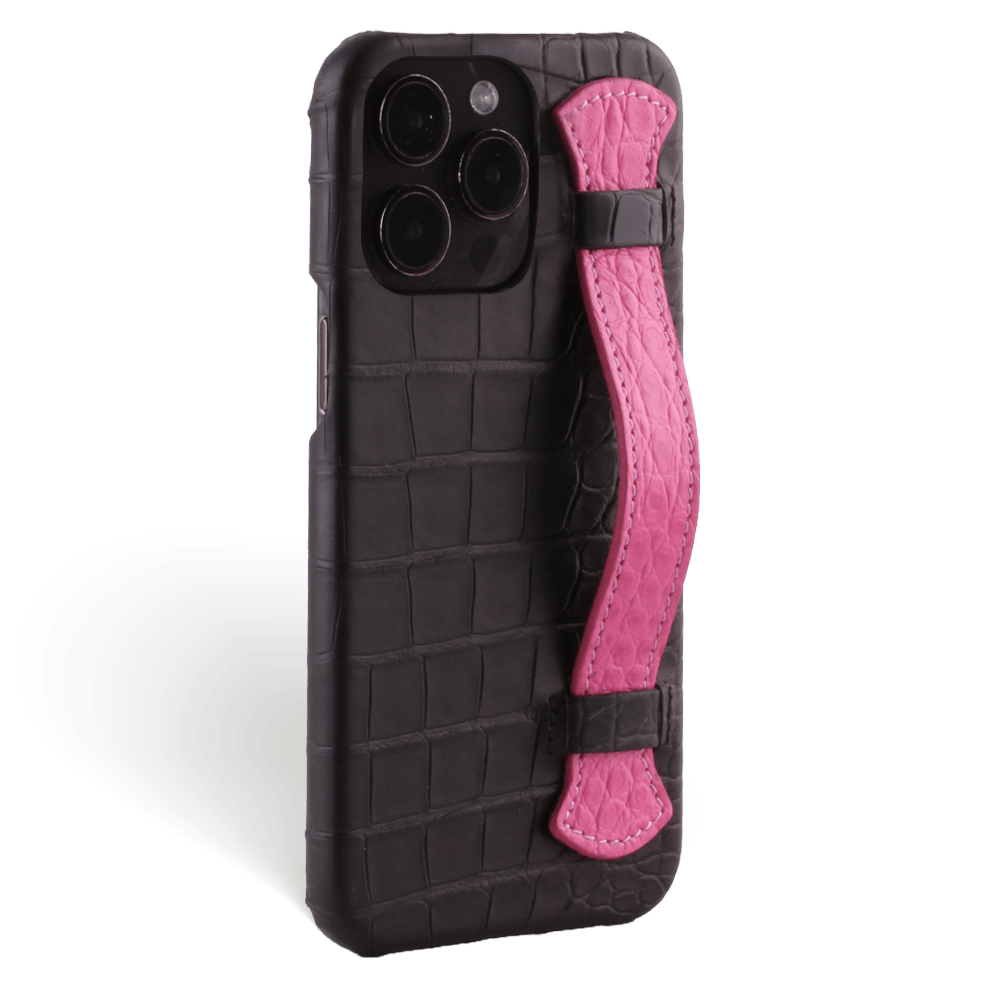 Iphone 15 Pro Case   Alligator Leather   Handle Case    Fuchsia   Versailles   Tilt Iphone 15 Pro Case   Alligator Leather   Handle Case    Fuchsia   Versailles   Tilt