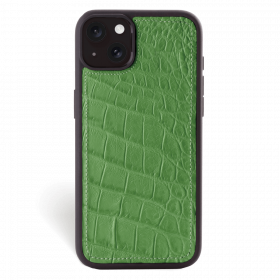 Iphone 15 Case   Alligator Leather   Sport Case   Apple Green   No Metalware   Versailles   Front
