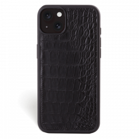 Iphone 15 Case   Alligator Leather   Sport Case   Black   No Metalware   Versailles   Front