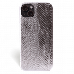 Iphone 15 Case   Phyton Leather   Signature   Silver   No Metalware   Versailles   Front