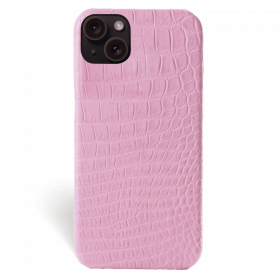 Iphone 15 Plus Case   Alligator Leather   Signature   Pink   No Metalware   Versailles   Front