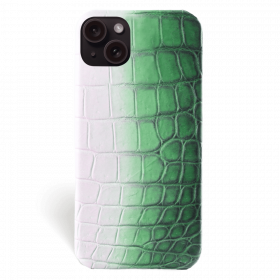 Iphone 15 Plus Case   Crocodylus Leather   Signature   Himalaya Green   No Metalware   Versailles   Front