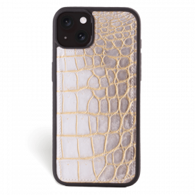 Iphone 15 Plus Case   Crocodylus Leather   Sport Case   Himalaya Gold   No Metalware   Versailles   Front