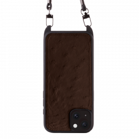 Iphone 15 Plus Case   Ostrich Leather   Sling   Chocolate   No Metalware   Versailles   Front