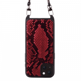 Iphone 15 Plus Case   Python Leather   Sling   Red Devil   No Metalware   Versailles   Front
