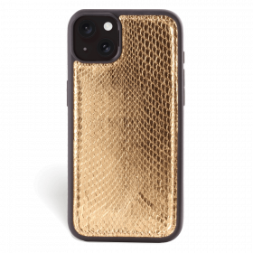 Iphone 15 Plus Case   Python Leather   Sport Case   Gold   No Metalware   Versailles   Front