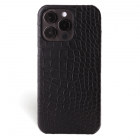 Iphone 15 Pro Case   Alligator Leather   Signature   Black   No Metalware   Versailles   Front