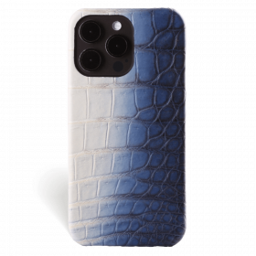 Iphone 15 Pro Case   Crocodylus Leather   Signature   Himalaya Navy Blue   No Metalware   Versailles   Front