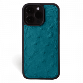 Iphone 15 Pro Case   Ostrich Leather   Sport Case   Duck Blue   No Metalware   Versailles   Front