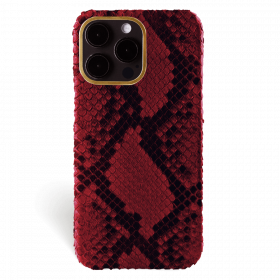 Iphone 15 Pro Case   Phyton Leather   Premium   Red Devil   Gold Metalware   Versailles   Front