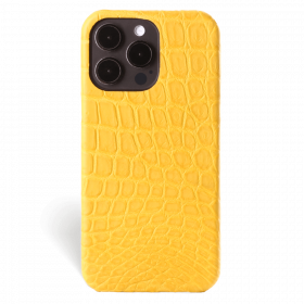 Iphone 15 Pro Max Case   Alligator Leather   Signature   Yellow   No Metalware   Versailles   Front