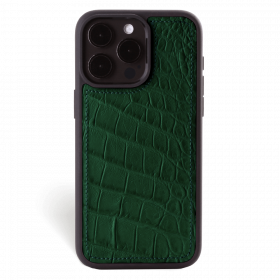 Iphone 15 Pro Max Case   Alligator Leather   Sport Case   Mint Green   No Metalware   Versailles   Front