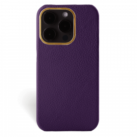 Iphone 15 Pro Max Case   Calf Leather   Premium   Purple   Gold Metalware   Versailles   Front