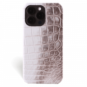 Iphone 15 Pro Max Case   Crocodylus Leather   Signature   Himalaya Dark   No Metalware   Versailles   Front