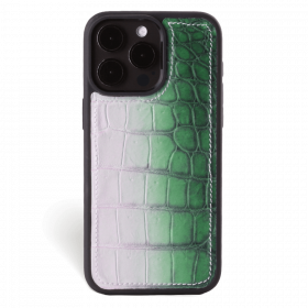 Iphone 15 Pro Max Case   Crocodylus Leather   Sport Case   Himalaya Green   No Metalware   Versailles   Front