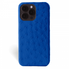 Iphone 15 Pro Max Case   Ostrich Leather   Signature   Royal Blue   No Metalware   Versailles   Front