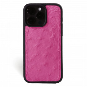 Iphone 15 Pro Max Case   Ostrich Leather   Sport Case   Fuchsia   No Metalware   Versailles   Front