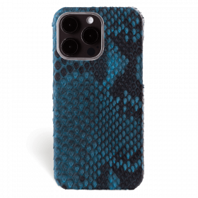 Iphone 15 Pro Max Case   Phyton Leather   Premium   Lagoon Blue   Steel Metalware   Versailles   Front